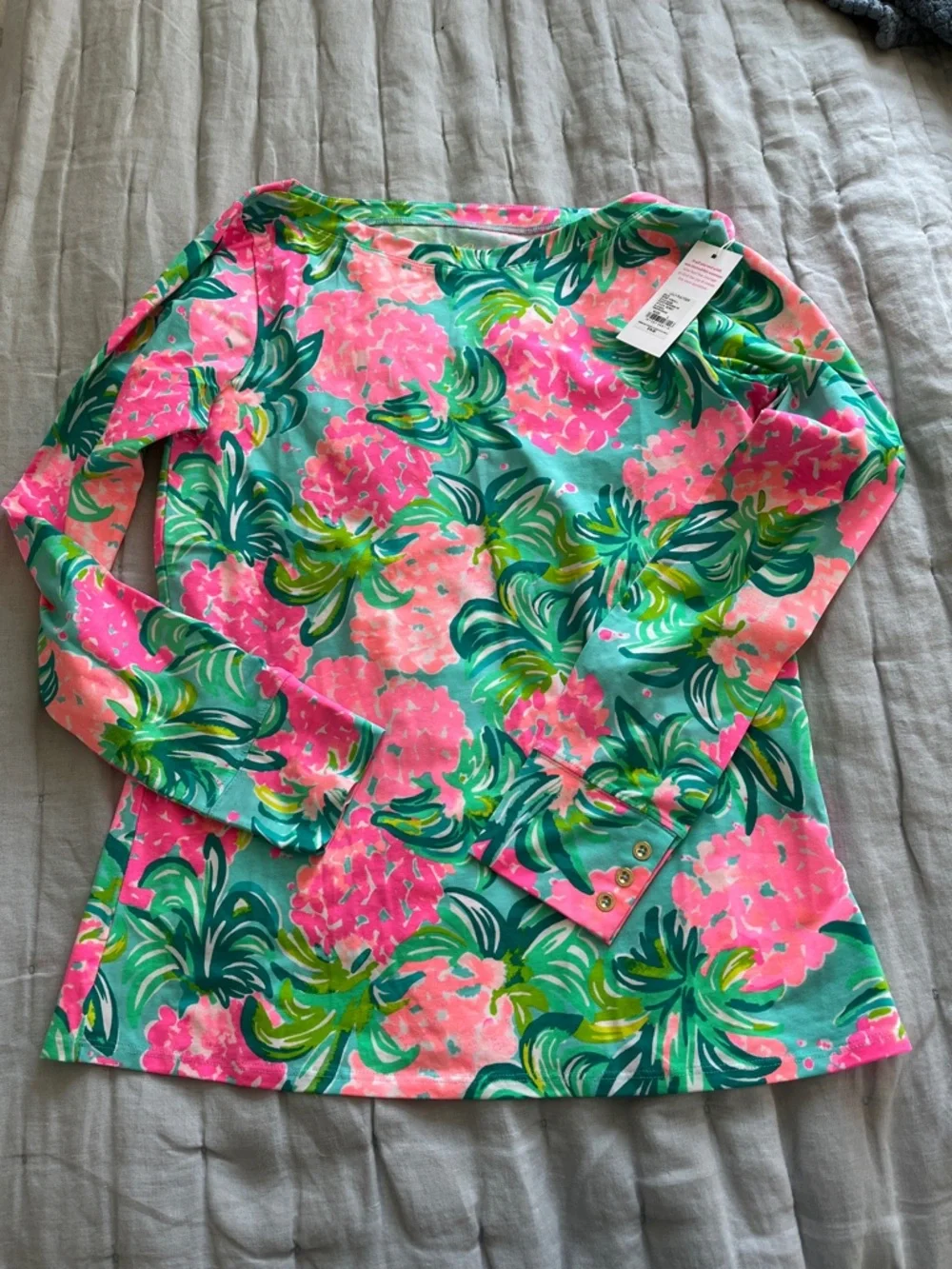 Lilly Pulitzer Pink, Aqua & Green Floral Top - Picture 1 of 7